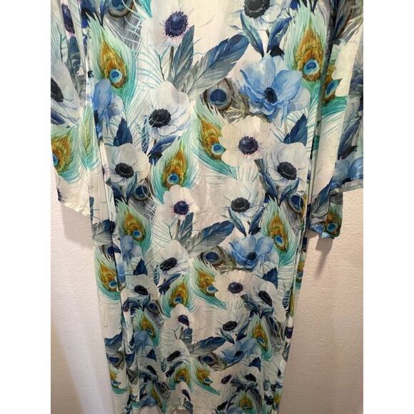 Elizabeth Hurley Beach Cover Up Women’s Size S/M Feather Floral Print Tie Front - Picture 8 of 8